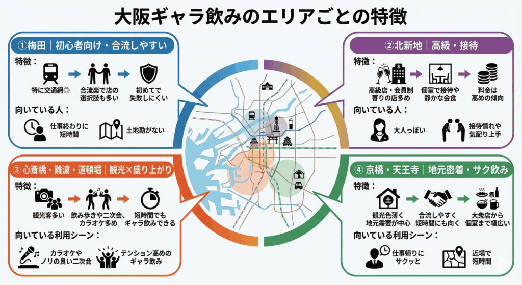 エリアで違う大阪のギャラ飲み
